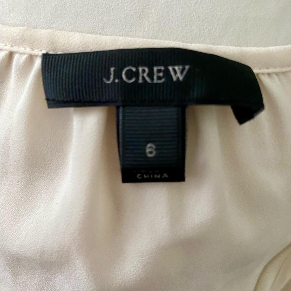 J. Crew Cream Blouse with Black Accents and tassel - Picture 9 of 10